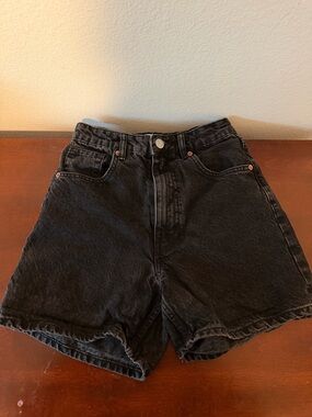 Zara Black High-Rise Denim Mom Shorts